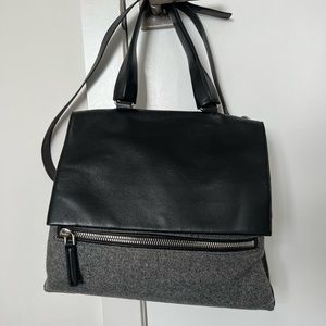 Givenchy Black leather and Grey wool Pandora Flap Bag